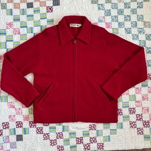 Rino Rossi Vintage Red 100% Wool Jacket Cardigan Coat Zip Up Office Wear Casual